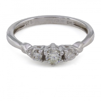 9ct White Gold Diamond 0.25cts 3 Stone Ring Size K